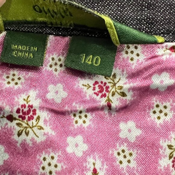 Oilily Girls 9-10 Denim Dress Floral Embroidery Butterfly Pink Accents Pleated S - Picture 7 of 13